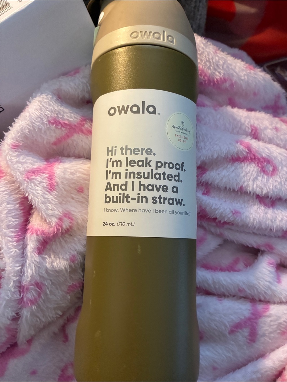 Owala Olive Green Insulated Water Bottle with Built-In Straw